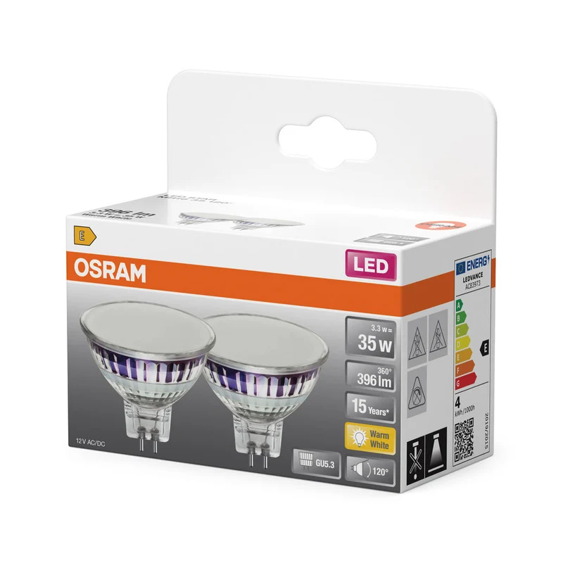 OSRAM SPOT MR16 GL 35 LED-Projecteur, 4,3W, 396lm, GU5.3, Blanc chaud