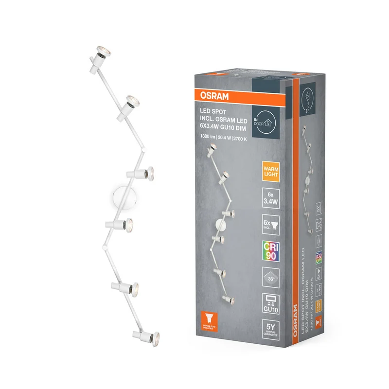 OSRAM LED SPOT GU10 Plafonnier 6 x 3,4W, 1380lm, blanc