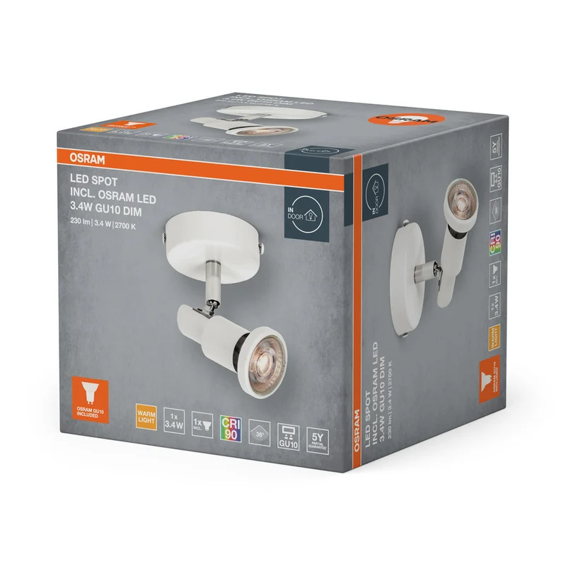 OSRAM LED SPOT GU10 Plafonnier 1 x 3,4W, 230lm, blanc