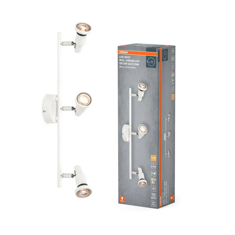 OSRAM LED SPOT GU10 Plafonnier 3 x 3,4W, 690lm, blanc