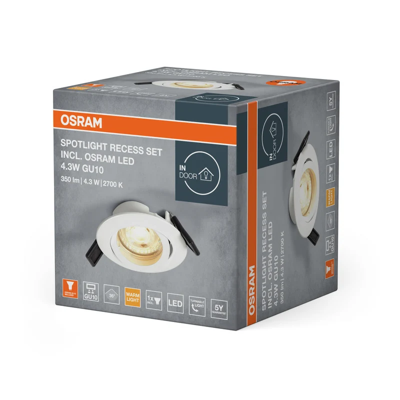 OSRAM ENCASTRÉ SPOTLIGHT TWISTLOCK LED Ø 88,5mm blanc 4,3W / 2700K blanc chaud GU10