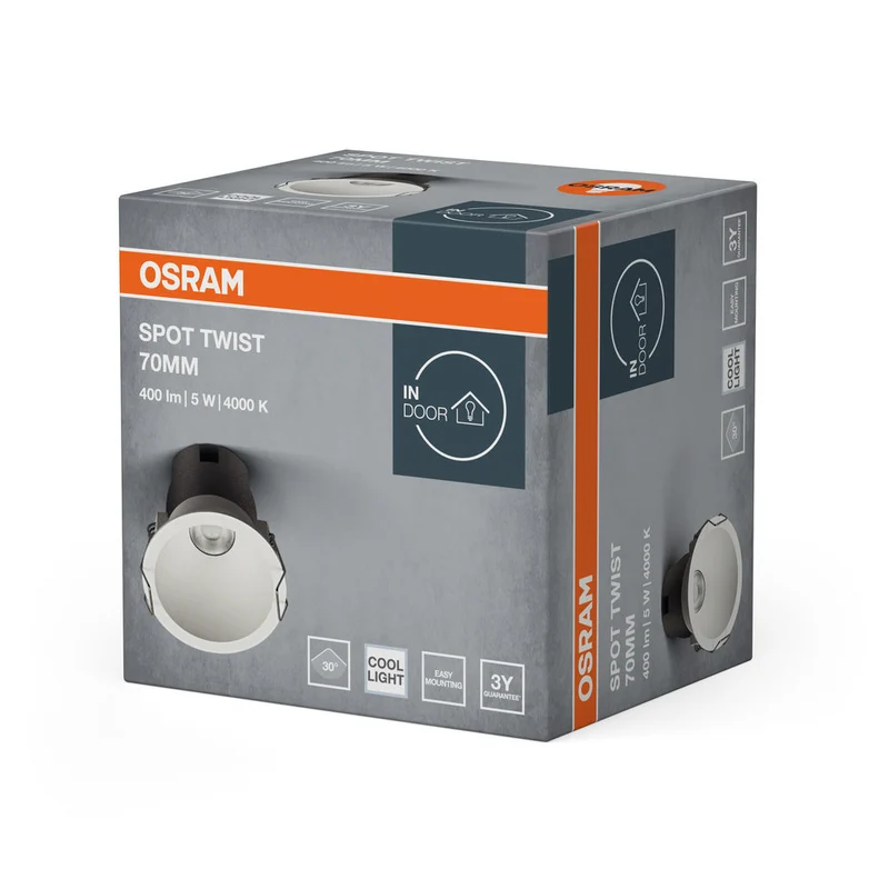 OSRAM SPOT TWIST Downlight, Ø 70mm, blanc, 5W, 400lm, 840 WT