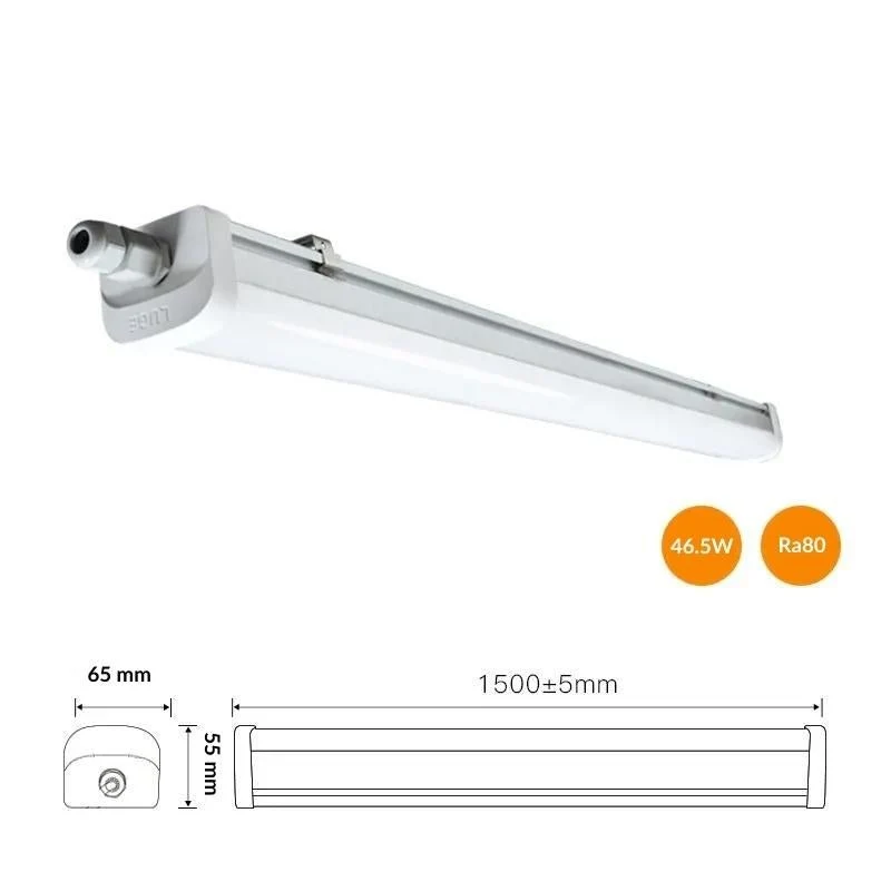 Réglette LED étanche 150cm 46.5W 120lm/W