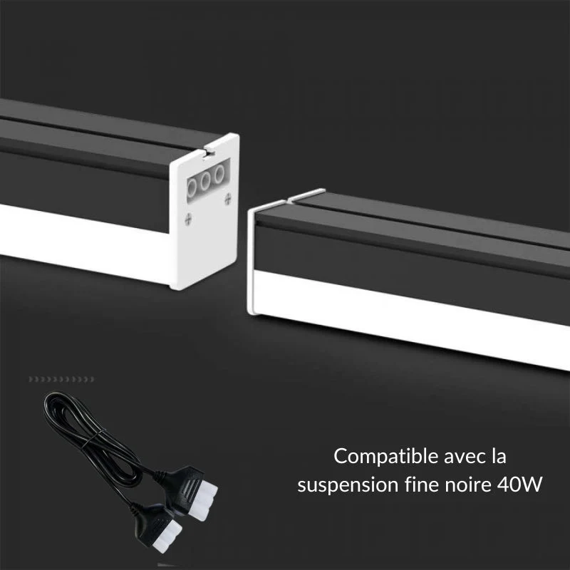 Câble de Connexion pour Suspension Linéaire Fine Noire 40W