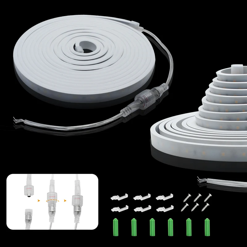 16.4ft/5M DC12V 5*13mm LED Waterproof Flexible Silicone Neon LED Strip with 300LED SMD3528 LED Light