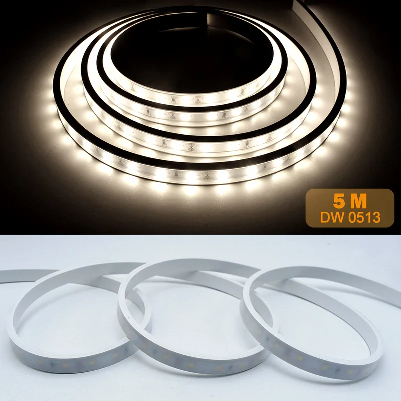 16.4ft/5M DC12V 5*13mm LED Waterproof Flexible Silicone Neon LED Strip with 300LED SMD3528 LED Light