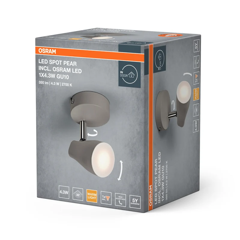 OSRAM LED SPOT PEAR Spot de plafond en saillie, gr, 4,3W, 840lm