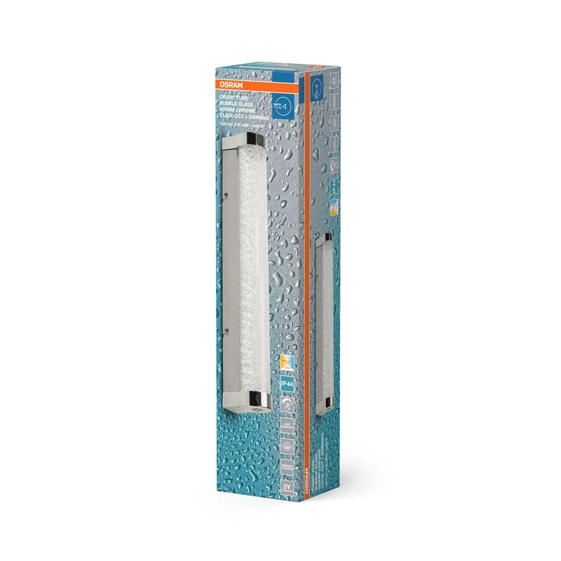 OSRAM ORBIS Tube miroir de salle de bain applique murale verre à bulles 9W 40cm chrome