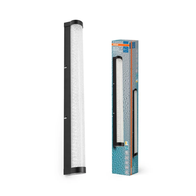 OSRAM ORBIS Tube lampe miroir/murale de salle de bain verre à bulles 12W 60cm noir