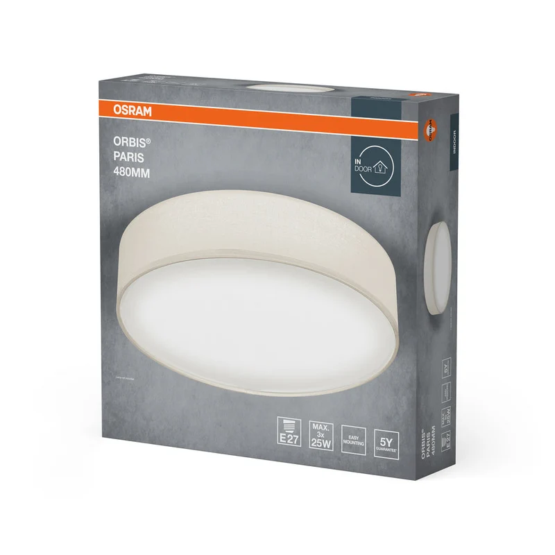 OSRAM ORBIS PARIS Plafonnier 480mm, beige, 3xE27