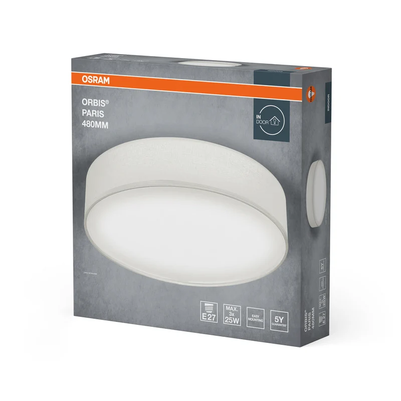 OSRAM ORBIS PARIS Plafonnier 480mm, blanc, 3xE27