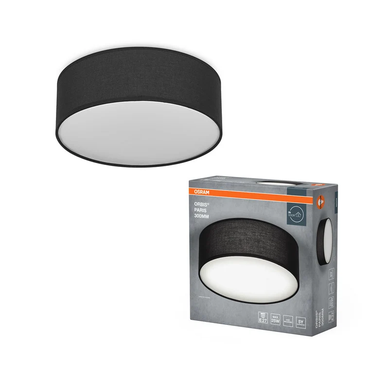 OSRAM ORBIS PARIS Plafonnier 300mm, noir, E27