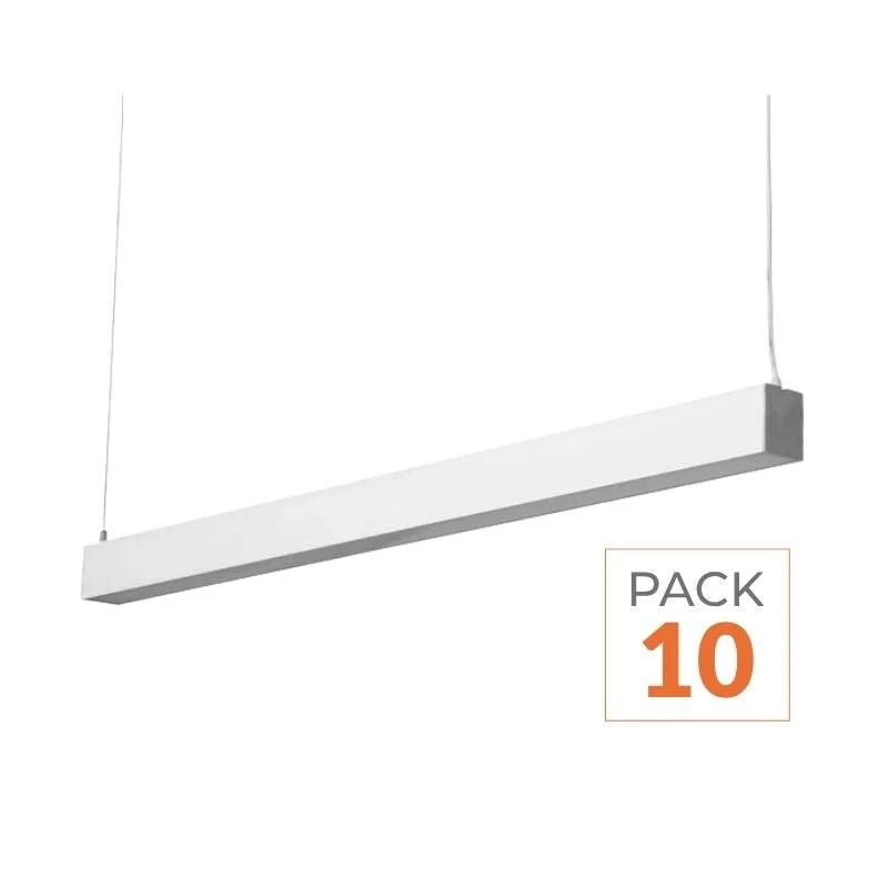 Pack de 10 - Réglette Suspendue LED Large 120cm 35W Argent