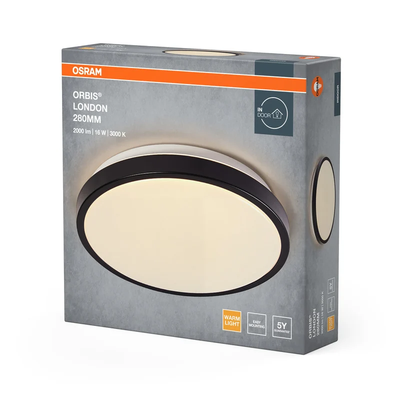 OSRAM ORBIS LONDON Plafonnier, noir, 16W, 2000lm