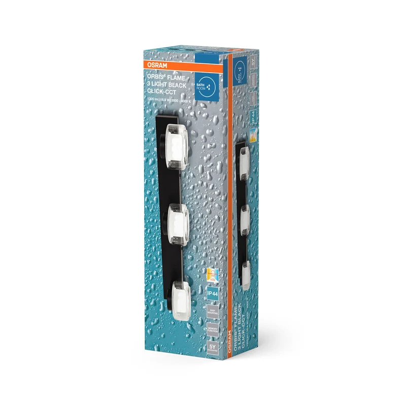 OSRAM ORBIS Flamme Applique murale de salle de bain 16.5W Click CCT IP44 noir