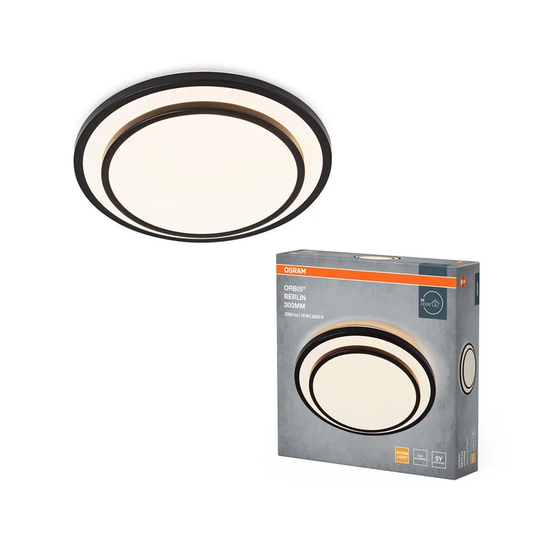 OSRAM ORBIS BERLIN Plafonnier, noir, 16W, 2000lm