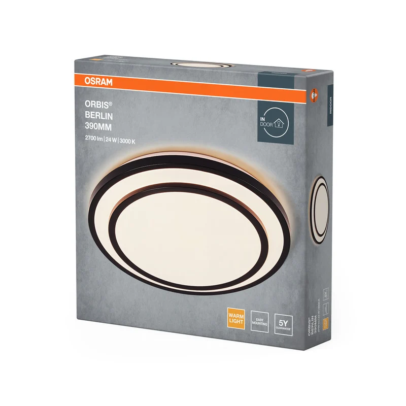 OSRAM ORBIS BERLIN Plafonnier, noir, 24W, 2700lm