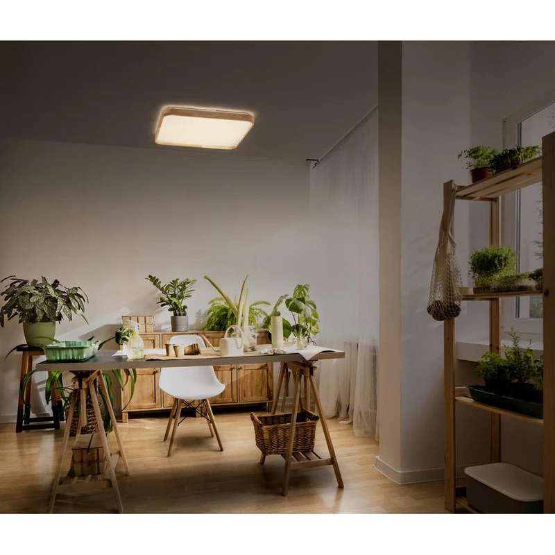 OSRAM ORBIS Alicia plafonnier dimmable Click-DIM 36W 495x495mm décor bois