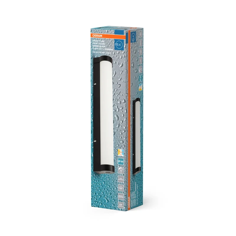 OSRAM ORBIS Tube miroir de salle de bain applique murale verre givré 9W 40cm noir