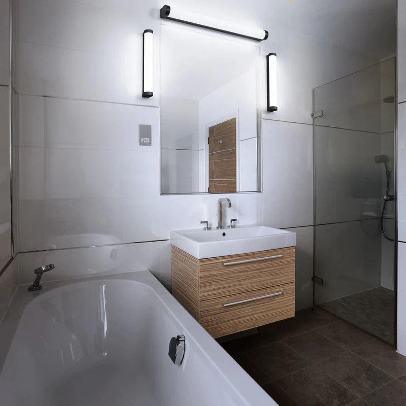 OSRAM ORBIS Tube miroir de salle de bain applique murale verre givré 9W 40cm noir