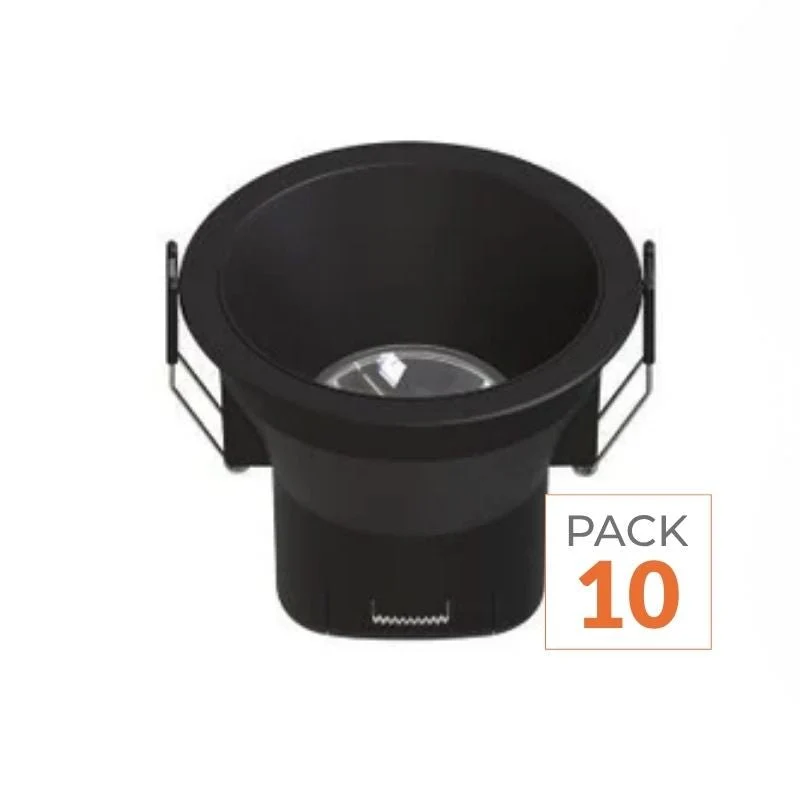 Spot LED Encastrable 9W IP44 Dimmable Noir CCT Ø85mm - 2700K/4000K - Pack de 10