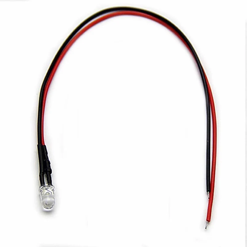 50pcs Pack 10mm LED Pre Wired light 3V/6V/12V 20cm F10 Straw Hat Round Top Bulbs Light Lamp for DIY Car Boat Toys Party lighting Project