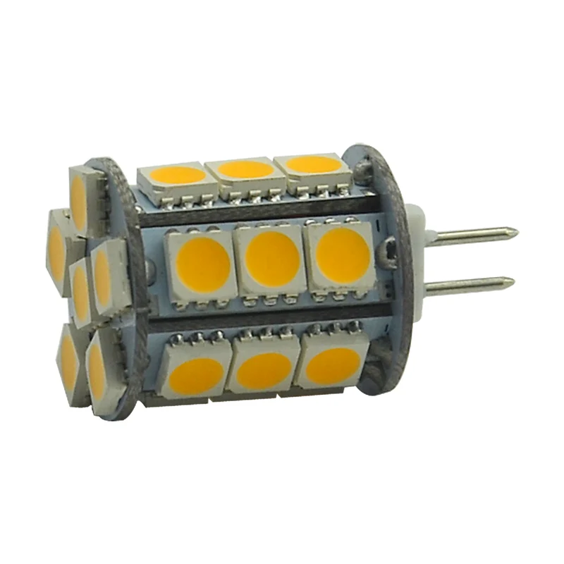 4 Pack 4.5 Watt (50Watt Equivalent) DC12V Tower type G4 Bi-pin base Lamps with 24 pcs Tri-Chip LED SMD5050