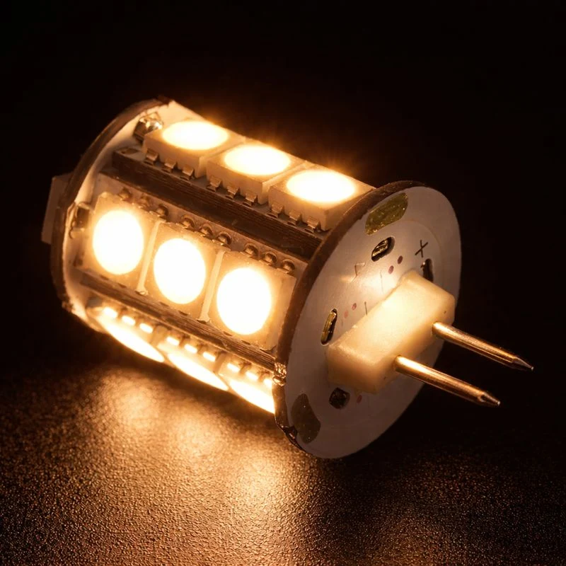 4 Pack 2 Watt (20Watt Equivalent) DC12V Tower type G4 Bi-pin base Lamps with 18 pcs Tri-Chip LED SMD5050