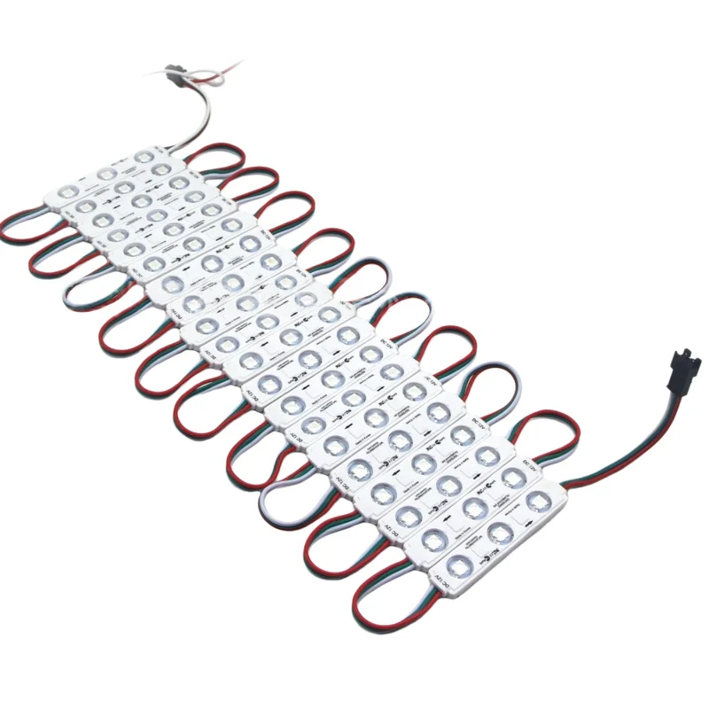 WS2811 RGBIC Addressable LED Module String Light, 20pcs/String, SMD5050, 75×15mm, 1.2W DC12V IP65 Waterproof Pixel LED Light for Outdoor Storefront & Channel Letter Signage (Controller & Power Supply Not Included)