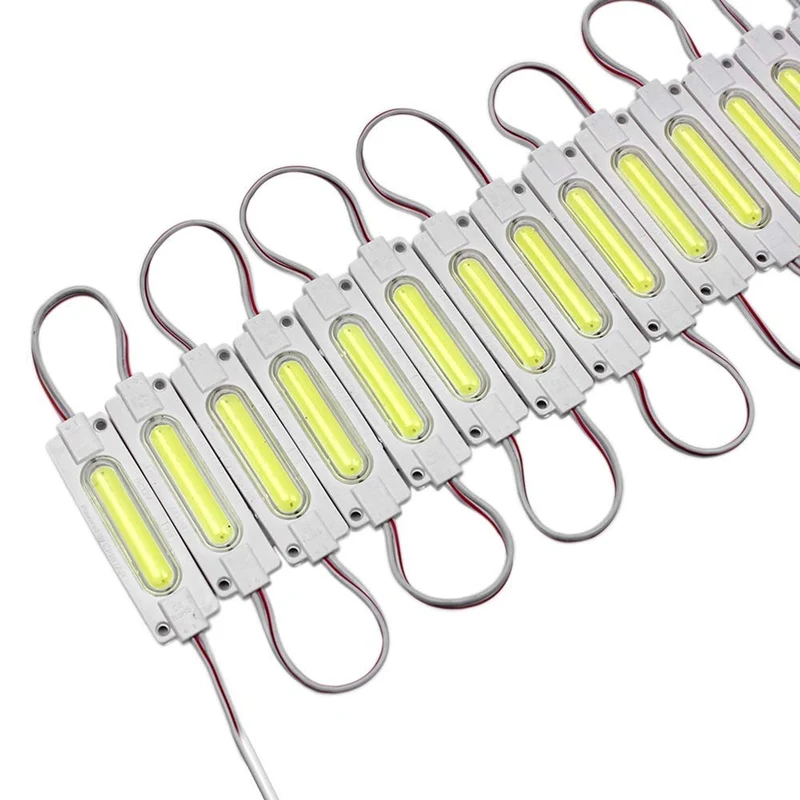 COB LED Module String – 1.8 W | 150 lm | 70×19 mm | 160° Beam | DC 12 V | Waterproof IP65 (20-pcs String) for Channel Letters & Signage– 6500K / 3000K / Red / Green / Blue / Yellow / Pink