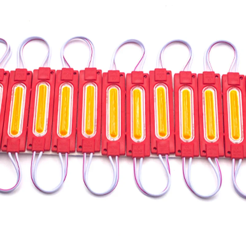 COB LED Module String – 1.8 W | 150 lm | 70×19 mm | 160° Beam | DC 12 V | Waterproof IP65 (20-pcs String) for Channel Letters & Signage– 6500K / 3000K / Red / Green / Blue / Yellow / Pink