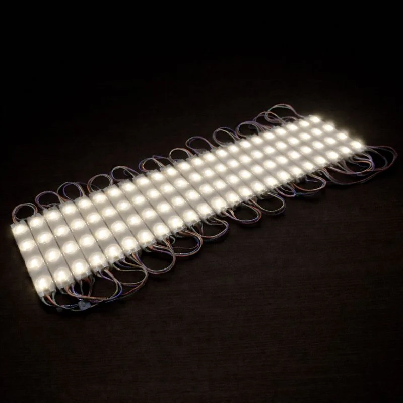 SMD2835 LED Module String – 3 LEDs/Module | 1.5 W 130 lm | 60×13 mm | DC 12 V | IP65 Waterproof with Adhesive Tape | for Light Box & Channel Letter Signage (20-pcs/String)– 10000K / 6500K / 4000K / 3000K / Red / Green / Blue / Yellow / Pink