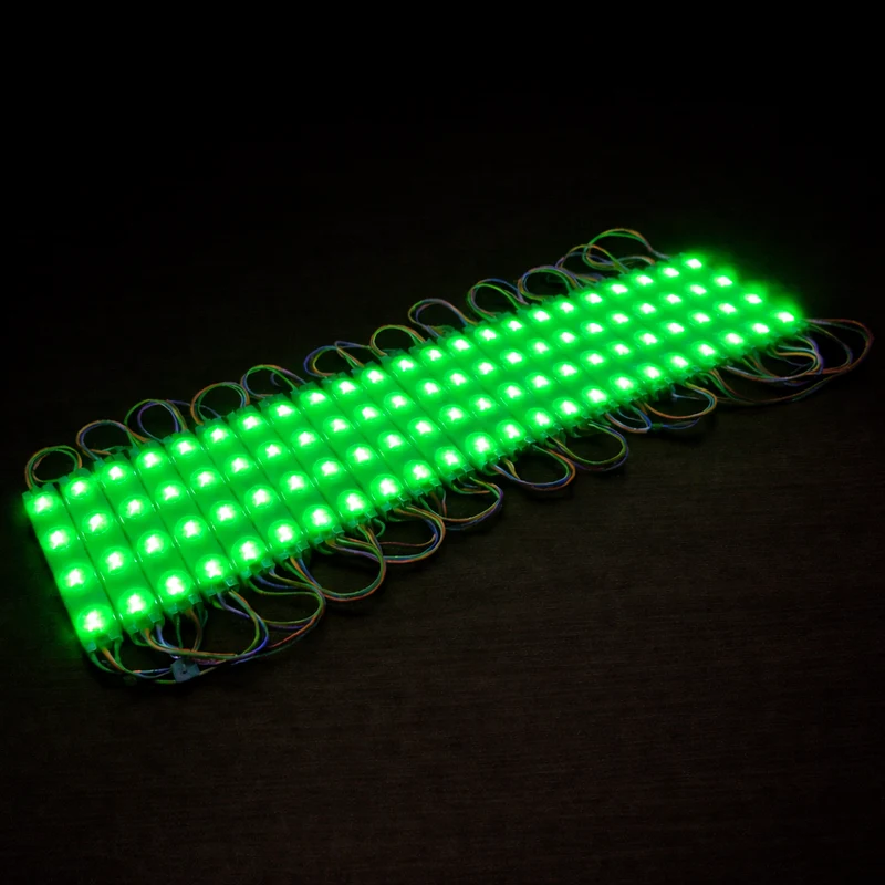 SMD2835 LED Module String – 3 LEDs/Module | 1.5 W 130 lm | 60×13 mm | DC 12 V | IP65 Waterproof with Adhesive Tape | for Light Box & Channel Letter Signage (20-pcs/String)– 10000K / 6500K / 4000K / 3000K / Red / Green / Blue / Yellow / Pink