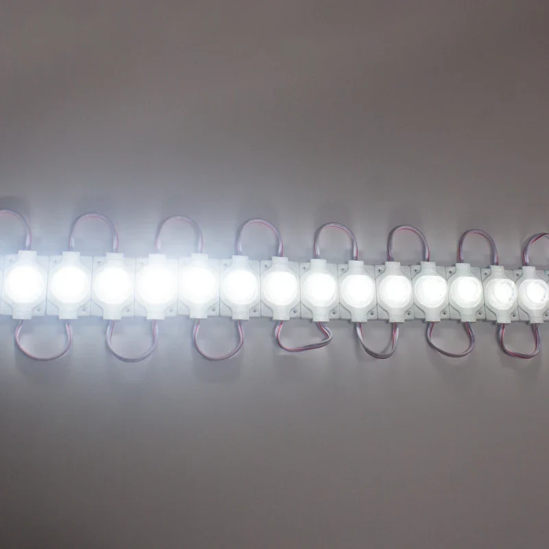 12V 1.5W LED Module with Lens, 20pcs/String, 150LM, IP65 Waterproof Sign Module for Light Box, Channel Letter, and Signage Backlighting – 6500K / 3000K / Red / Green / Blue / Yellow / Pink