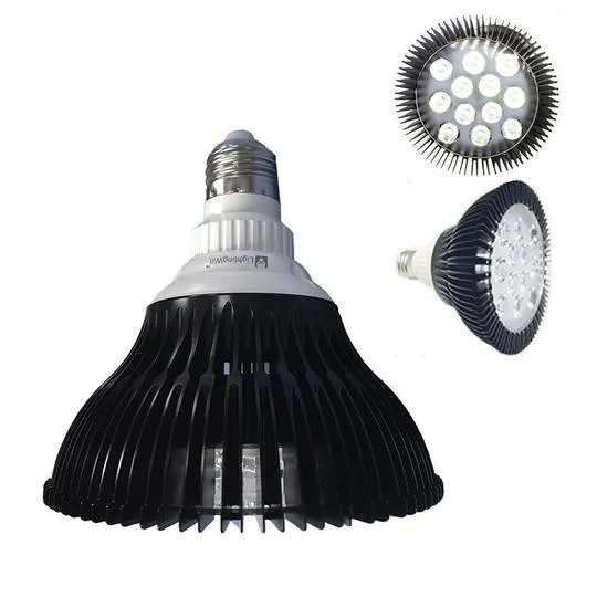 12W (12x1W) PAR38 LED Lamp with E27 Edison Screw Base 90W Equivalent 100-240V AC Black Housing Indoor Type