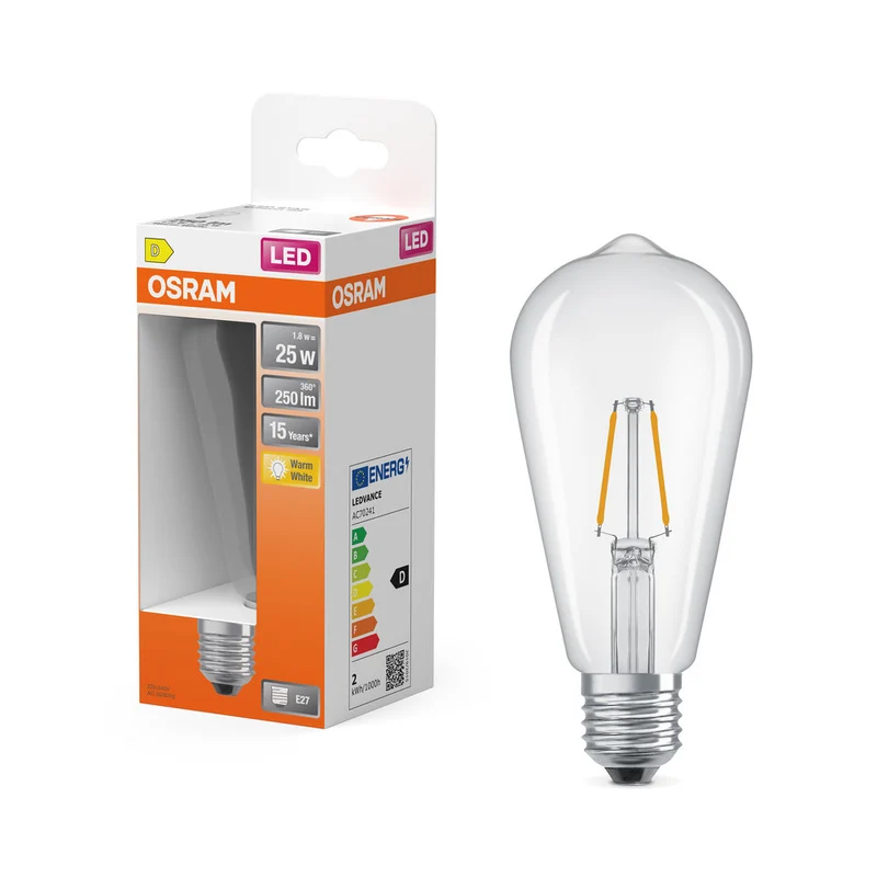 OSRAM LED Lampe LED Retrofit CLASSIC ST 2.5W 827 Clair E27, 250 lm, 2700 K, Blanc chaud