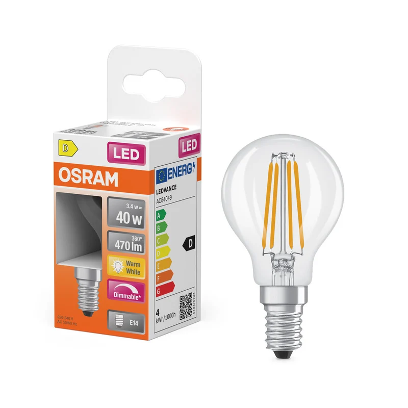 OSRAM Rétrofit Classic P LED Lampe dimmable (ex 40W) 5W / 2700K Blanc chaud E14