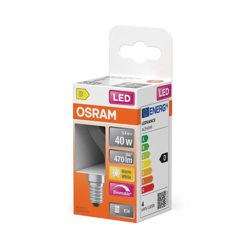 OSRAM Rétrofit Classic P LED Lampe dimmable (ex 40W) 5W / 2700K Blanc chaud E14