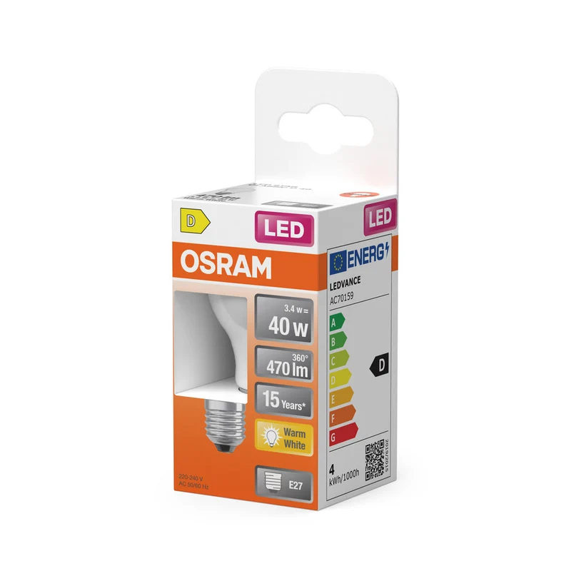 OSRAM LED Rétrofit Classic P LED Lampe mate (ex 40W) 4W / 2700K Blanc chaud E27