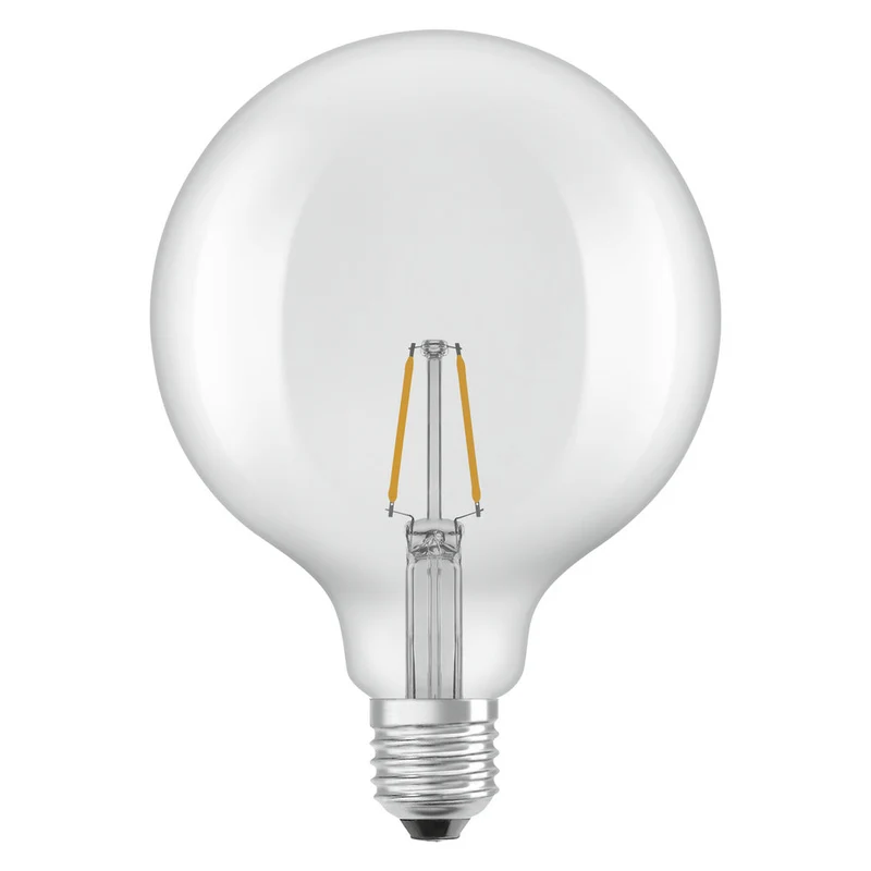 OSRAM ampoules LED, forme classique boule, remplacement 25 watts, E27, G125, 2700 kelvin, blanc chaud, verre clair, paquet simple