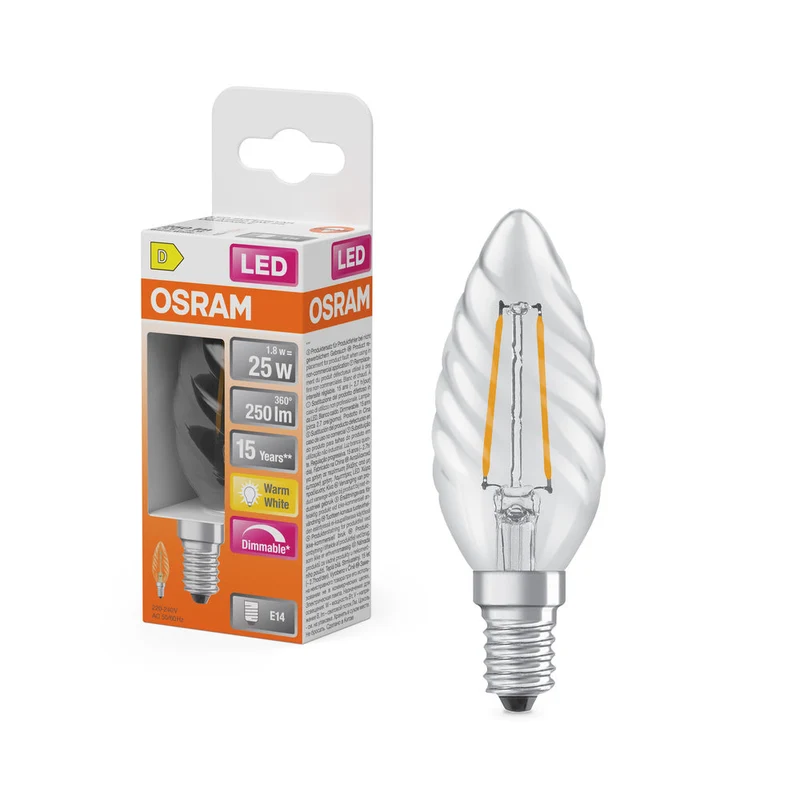 OSRAM LED Superstar Classic Lampe, Mini-bougie, 2.8W, 250lm, Blanc chaud, E14