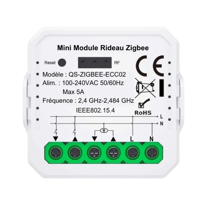 Module Interrupteur pour Volet Roulant Zigbee (2 pièces) + passerelle Zigbee