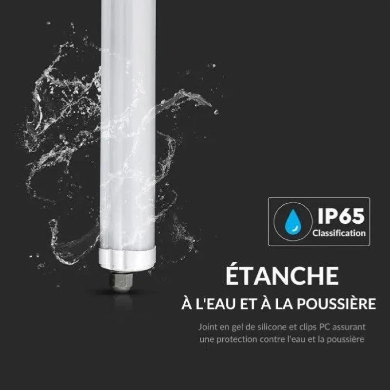 Réglette LED étanche 120cm 36W IP65 120lm/W Interconnectable