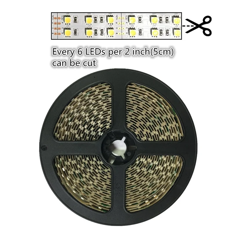 High CRI 90 LED light strip, 12V Dimmable SMD5050-600 Double Row Flexible LED Strips, 120 LEDs 1800LM Per Meter, 15mm Width Tape