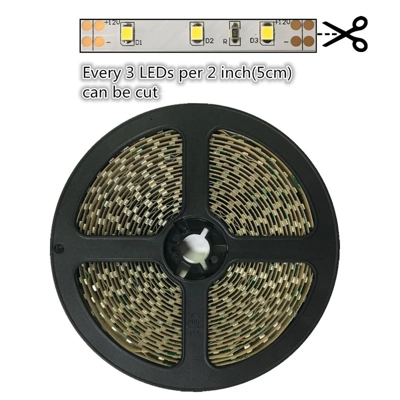 High CRI 90 LED Strips, Flexible 5M LED Strips, SMD2835-300 60 LEDs Per Meter 8mm Wide Tape