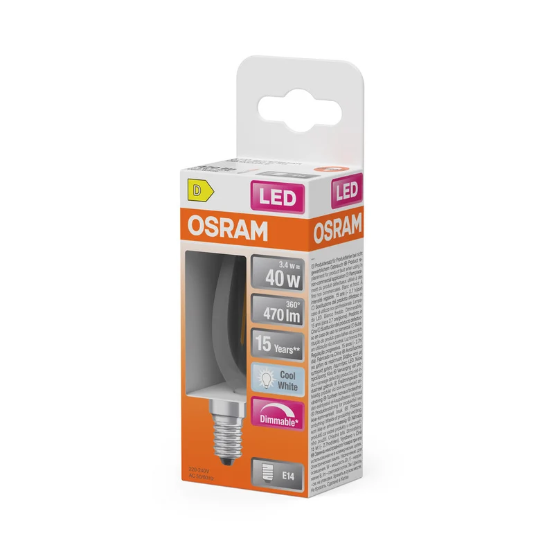 OSRAM Retrofit Classic B LED Lampe forme bougie mate dimmable (ex 40W) 5W / 4000K blanc froid E14