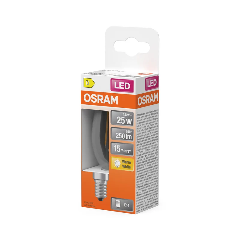 OSRAM Rétrofit Classic B LED Lampe forme bougie (ex 25W) 2,5W / 2700K Blanc chaud E14