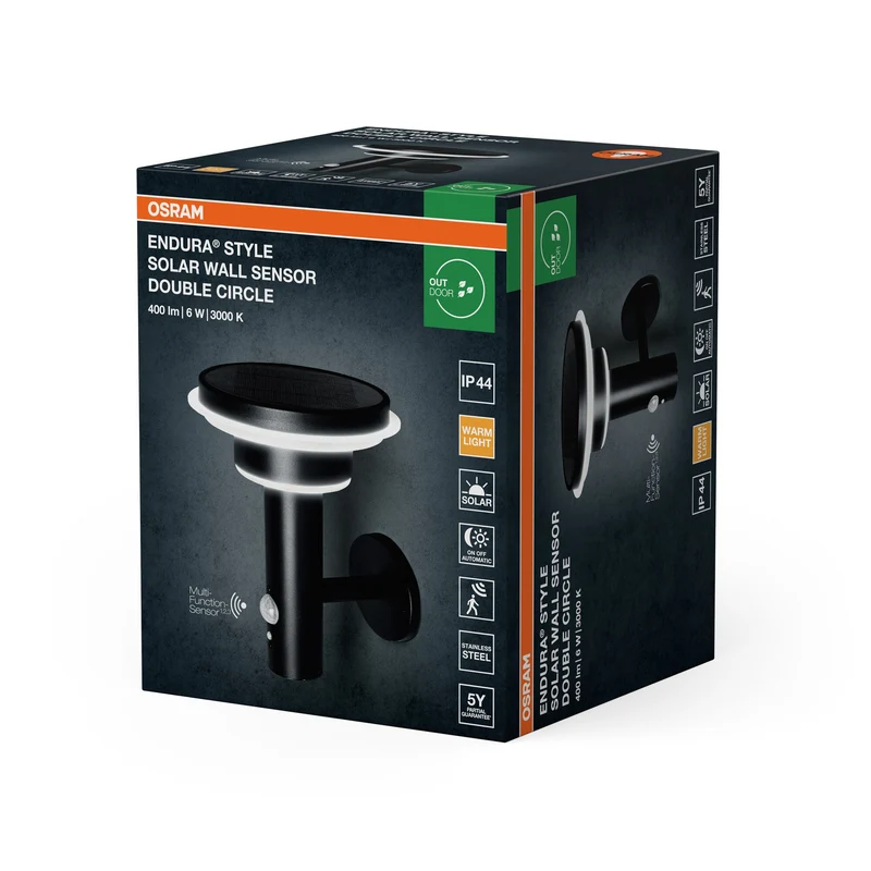 OSRAM ENDURA® STYLE SOLAIRE DOUBLE CERCLE Mur Double Cercle 6W BK