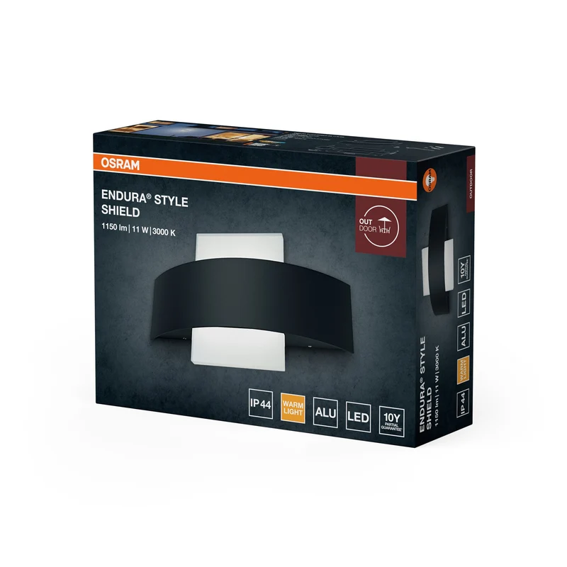OSRAM LED Applique murale et plafonnier, luminaire pour applications extérieures, blanc chaud, 60,0 mm x 240,0 mm x 142,0 mm, ENDURA STYLE SHIELD