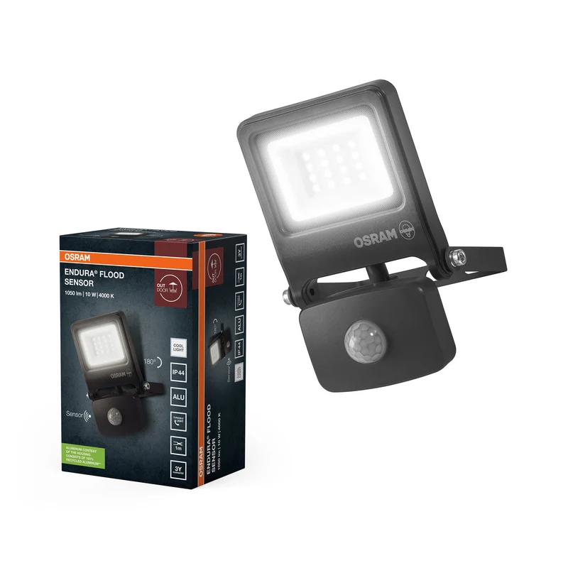 OSRAM projecteur LED, lampe pour applications extérieures, blanc froid, capteur de lumière du jour et de mouvement intégré, Endura Flood Sensor